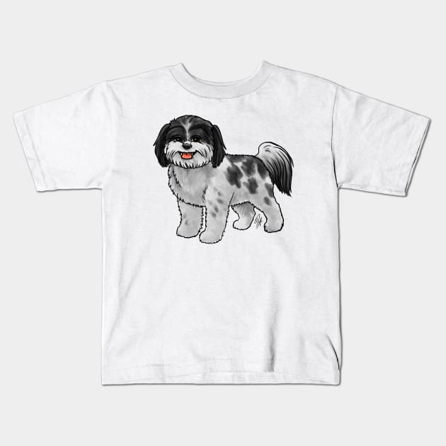 Dog- Shih Poo - Black and White Kids T-Shirt by Jen's Dogs Custom Gifts and Designs